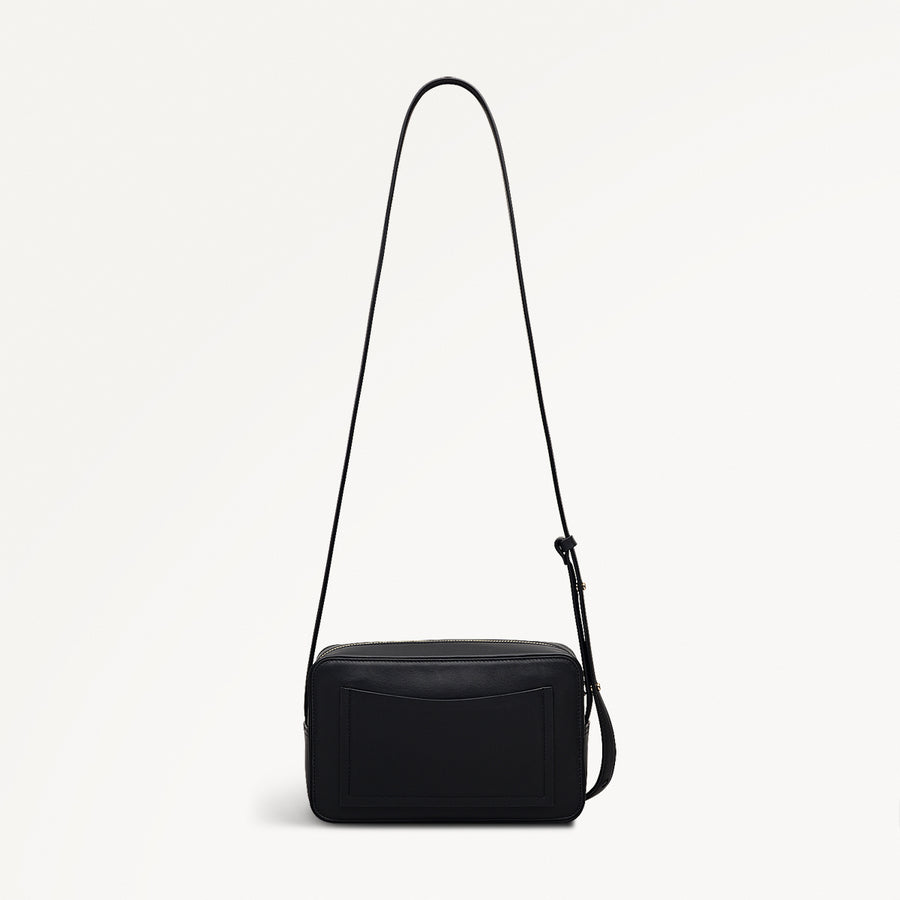 Duchess Close Leather Small Ziptop Cross Body Bag in Black - 112175