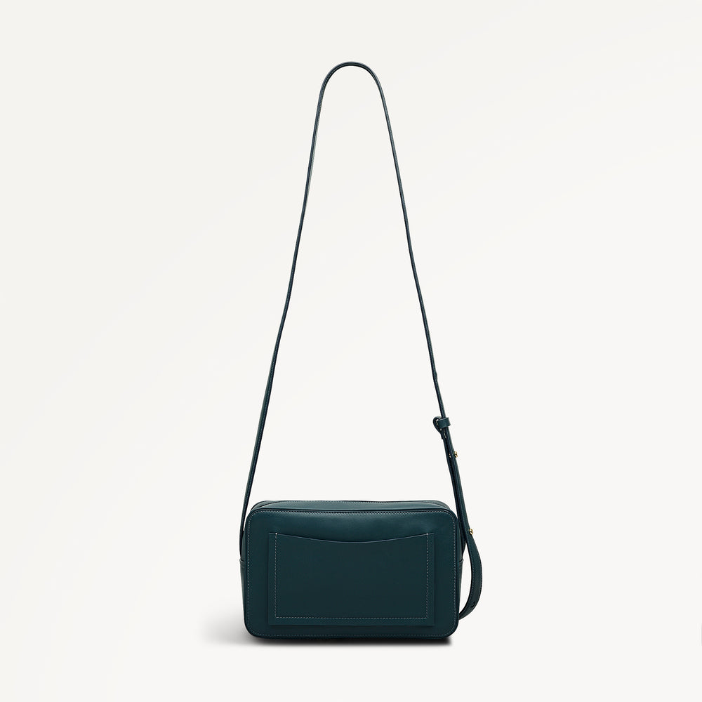 Duchess Close Leather Small Ziptop Cross Body Bag in Teal - 112176