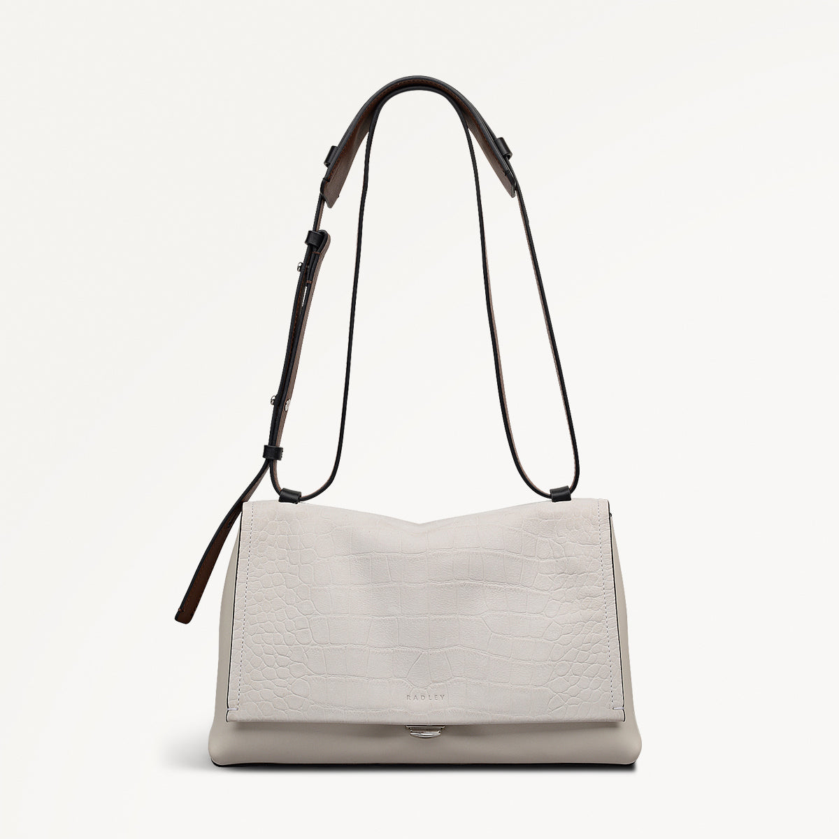 Mercer Street Faux Croc Medium Flapover Shoulder Bag in Snow - 112181