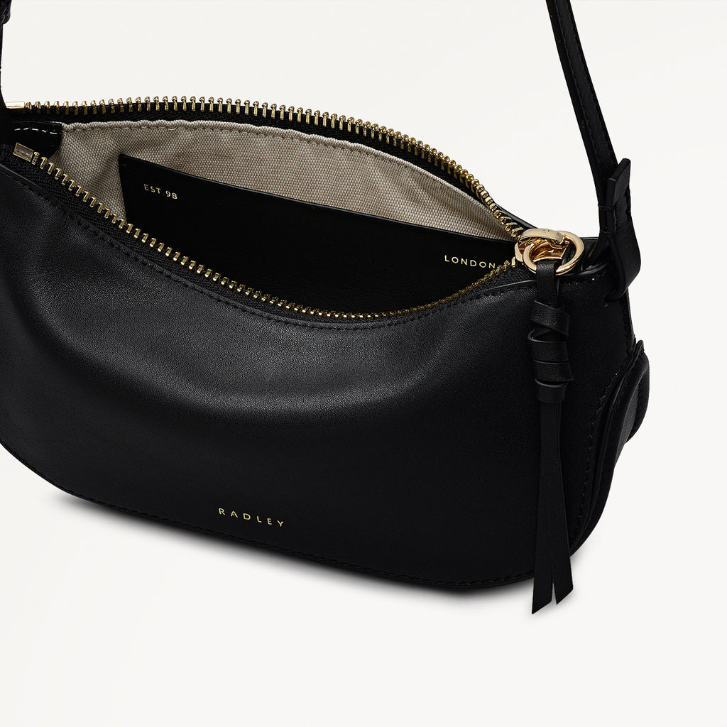 The Iris Leather Small Ziptop Cross Body Bag in Black - 112184