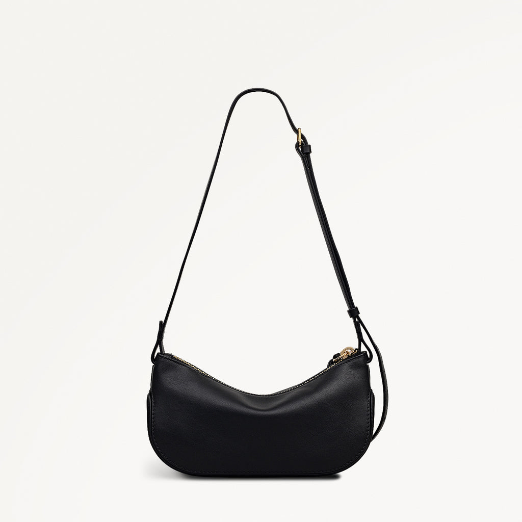 The Iris Leather Small Ziptop Cross Body Bag in Black - 112184