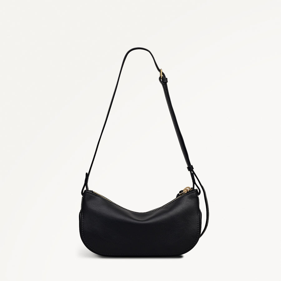 The Iris Leather Small Ziptop Cross Body Bag in Black - 112184