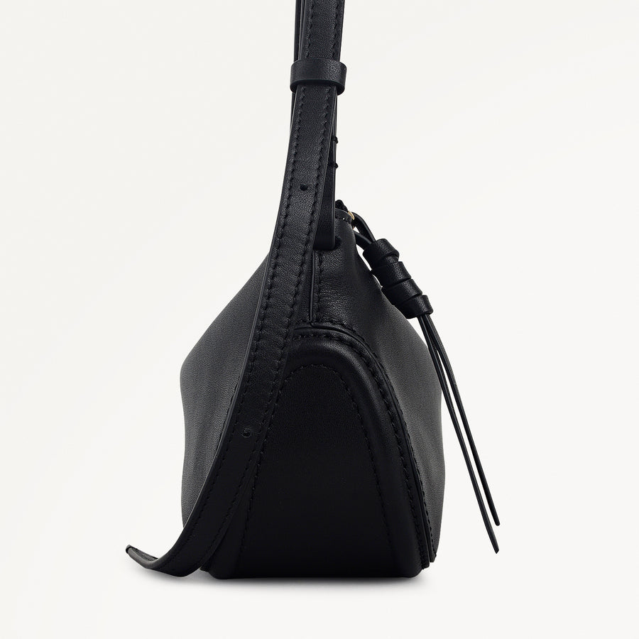 The Iris Leather Small Ziptop Cross Body Bag in Black - 112184