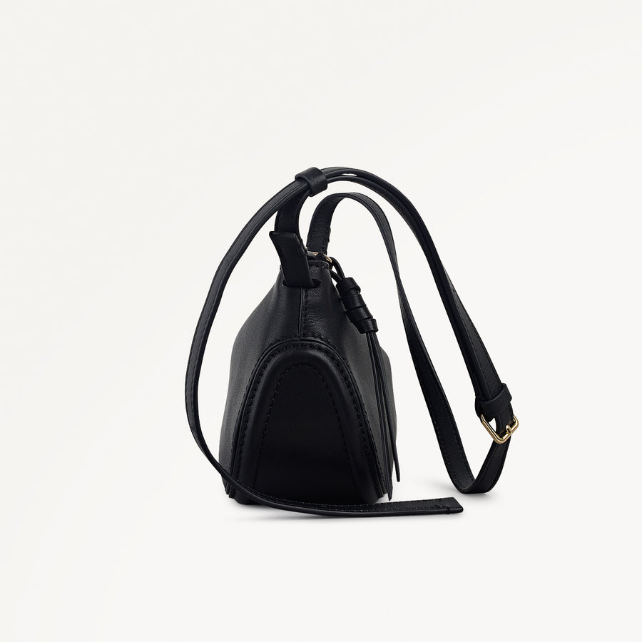The Iris Leather Small Ziptop Cross Body Bag in Black - 112184