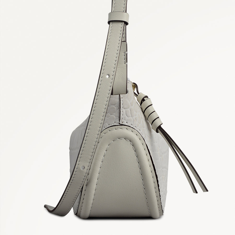 The Iris Leather Small Ziptop Cross Body Bag in Snow - 112185