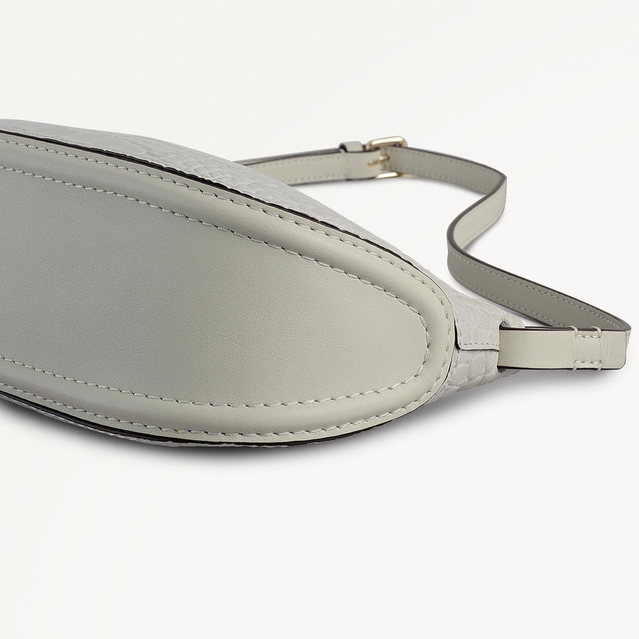 The Iris Leather Small Ziptop Cross Body Bag in Snow - 112185