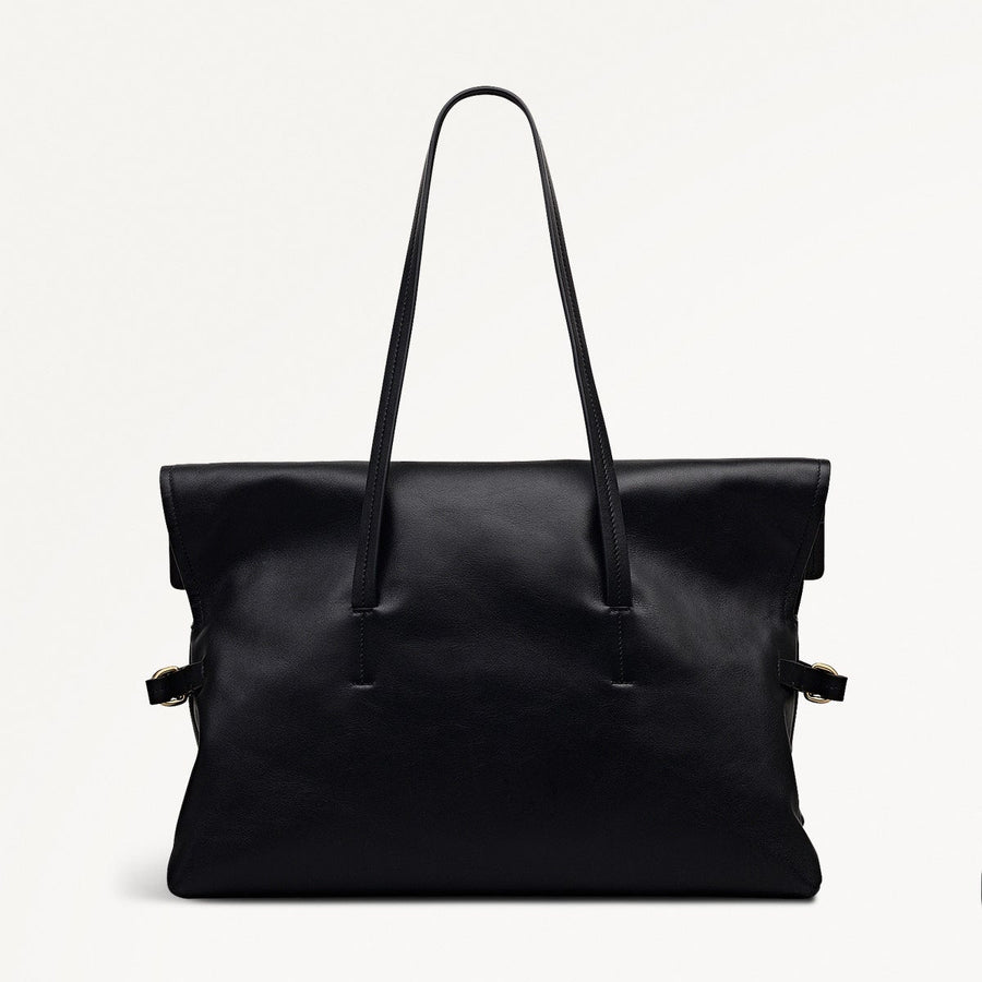 Fleet Street Medium Flapover Shoulder Bag in Black - 112187