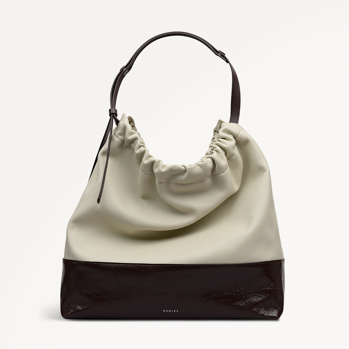 Portobello Leather Large Drawstring Shoulder Bag Snow