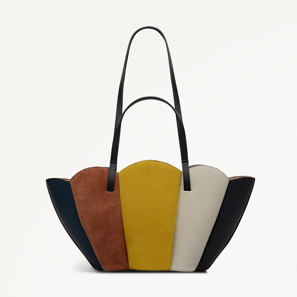 The Lily Leather Small Open Top Grab Bag in Ochre - 112194