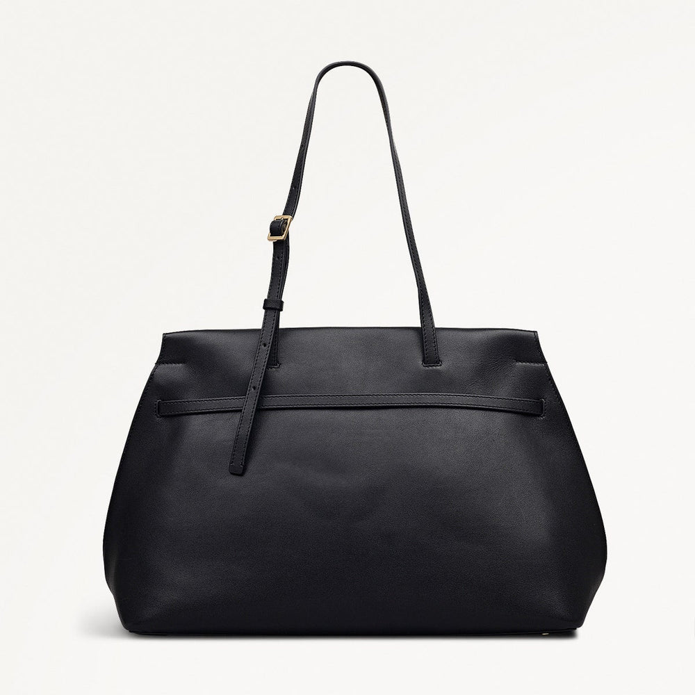 The Christina Leather Large Ziptop Shoulder Bag in Black - 112195