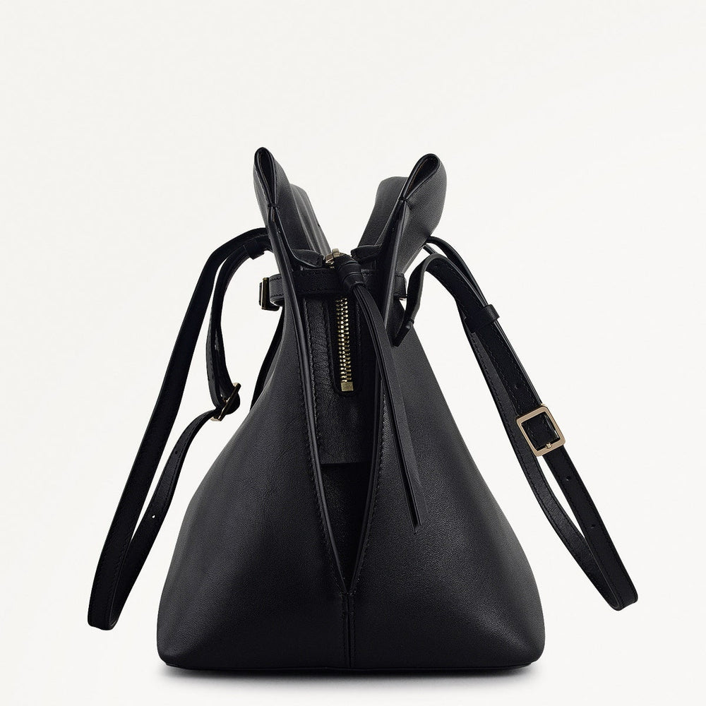 The Christina Leather Large Ziptop Shoulder Bag in Black - 112195
