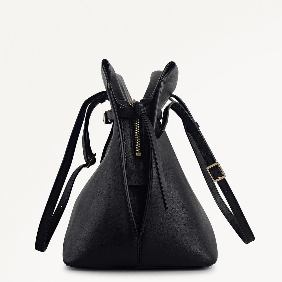 The Christina Leather Large Ziptop Shoulder Bag in Black - 112195
