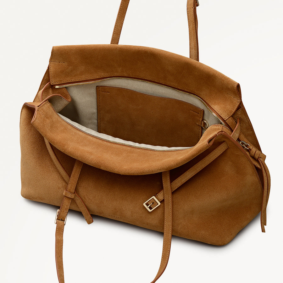 The Christina Large Suede Ziptop Shoulder Bag - 112198