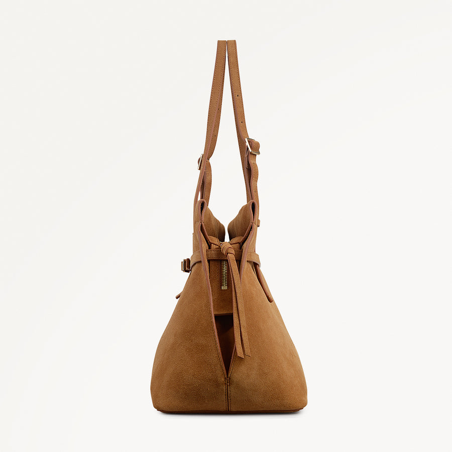 The Christina Large Suede Ziptop Shoulder Bag - 112198