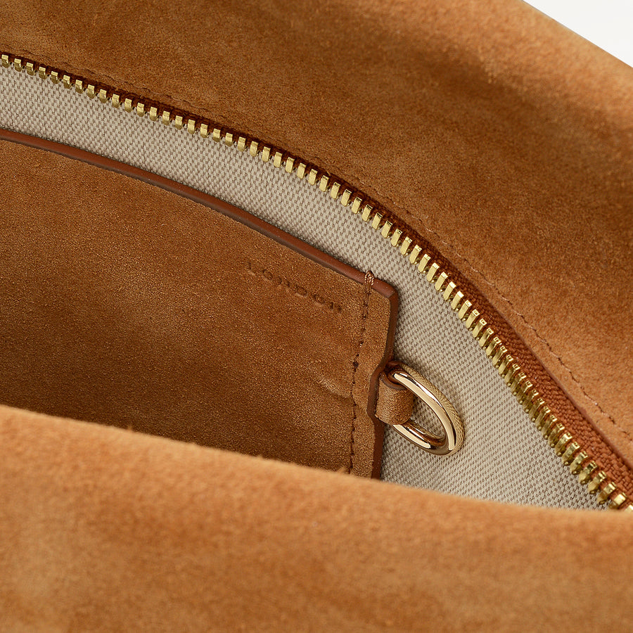 The Christina Large Suede Ziptop Shoulder Bag - 112198