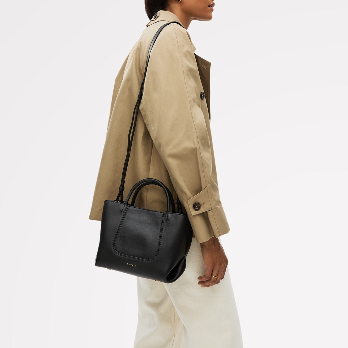 The Compton Small Ziptop Grab Bag in Black - 112199
