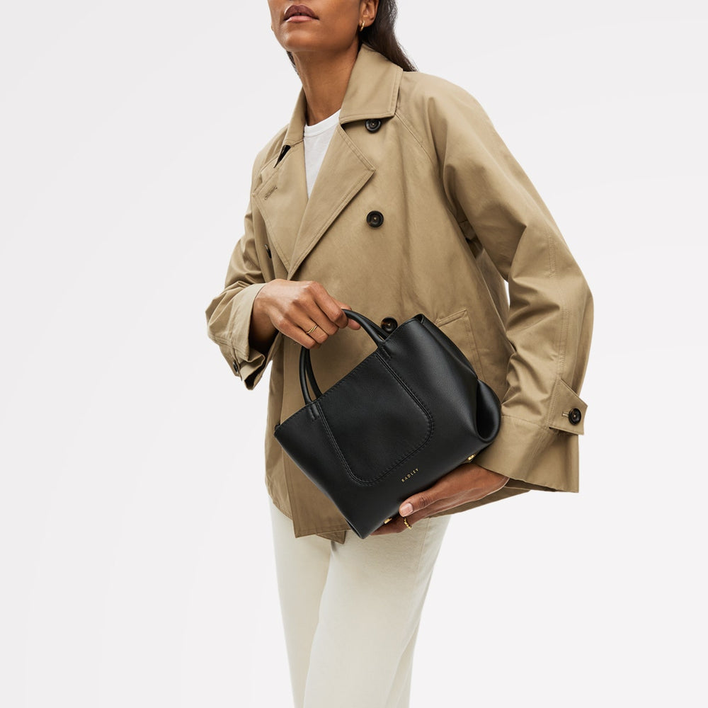 The Compton Small Ziptop Grab Bag in Black - 112199