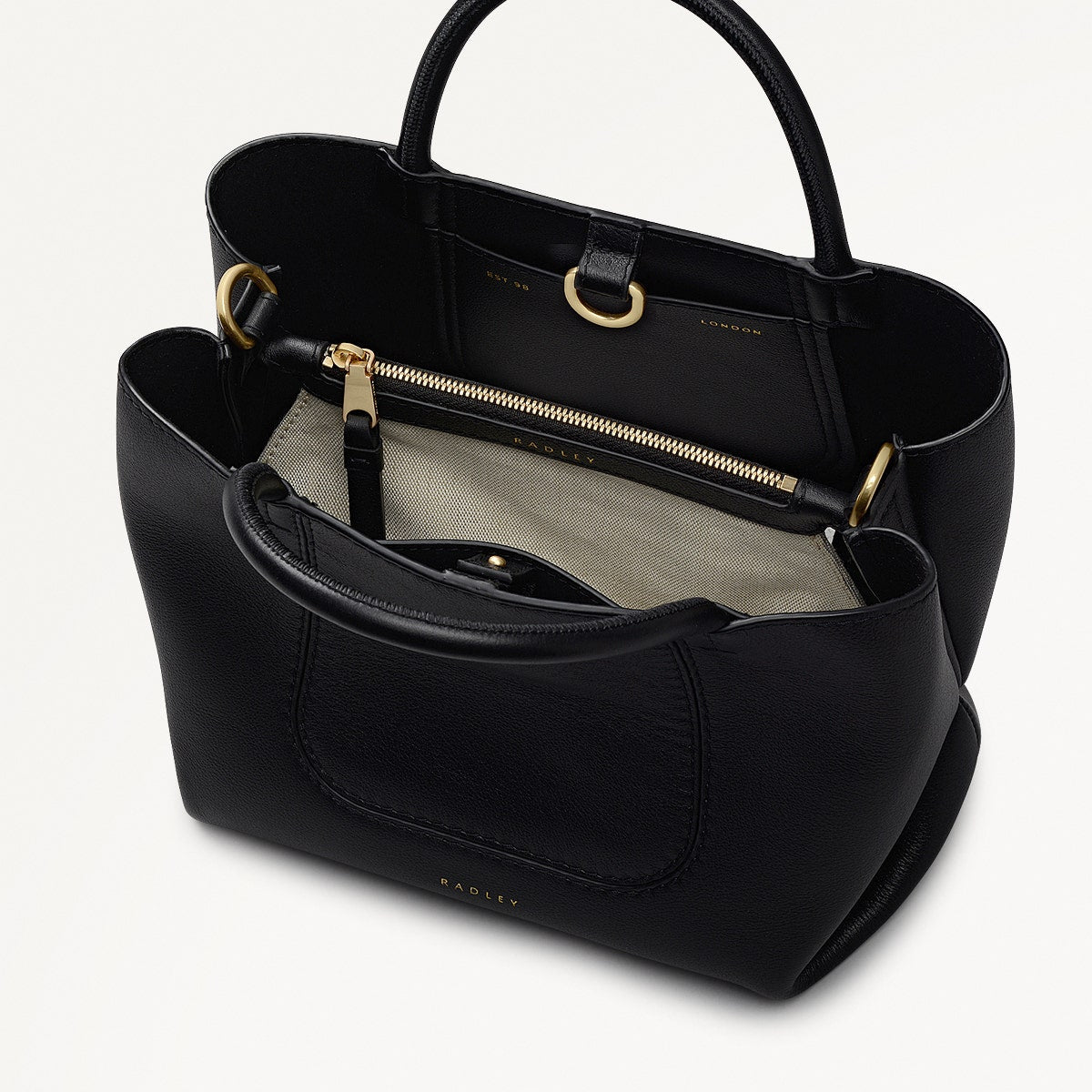 The Compton Small Ziptop Grab Bag in Black - 112199
