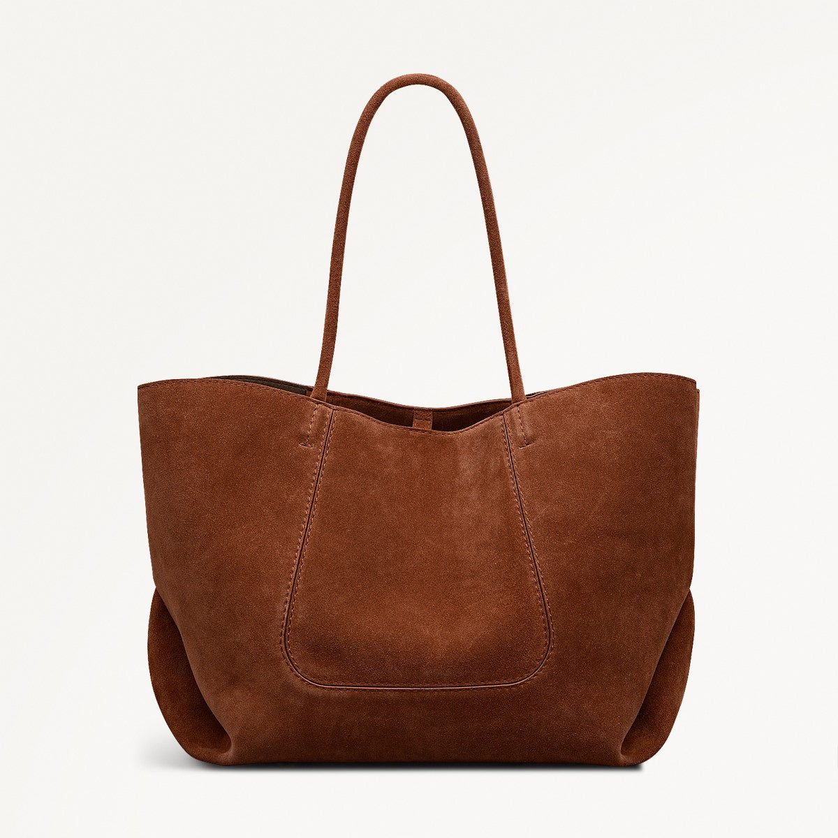 The Compton Suede Medium Ziptop Shoulder Bag in Russet - 112202