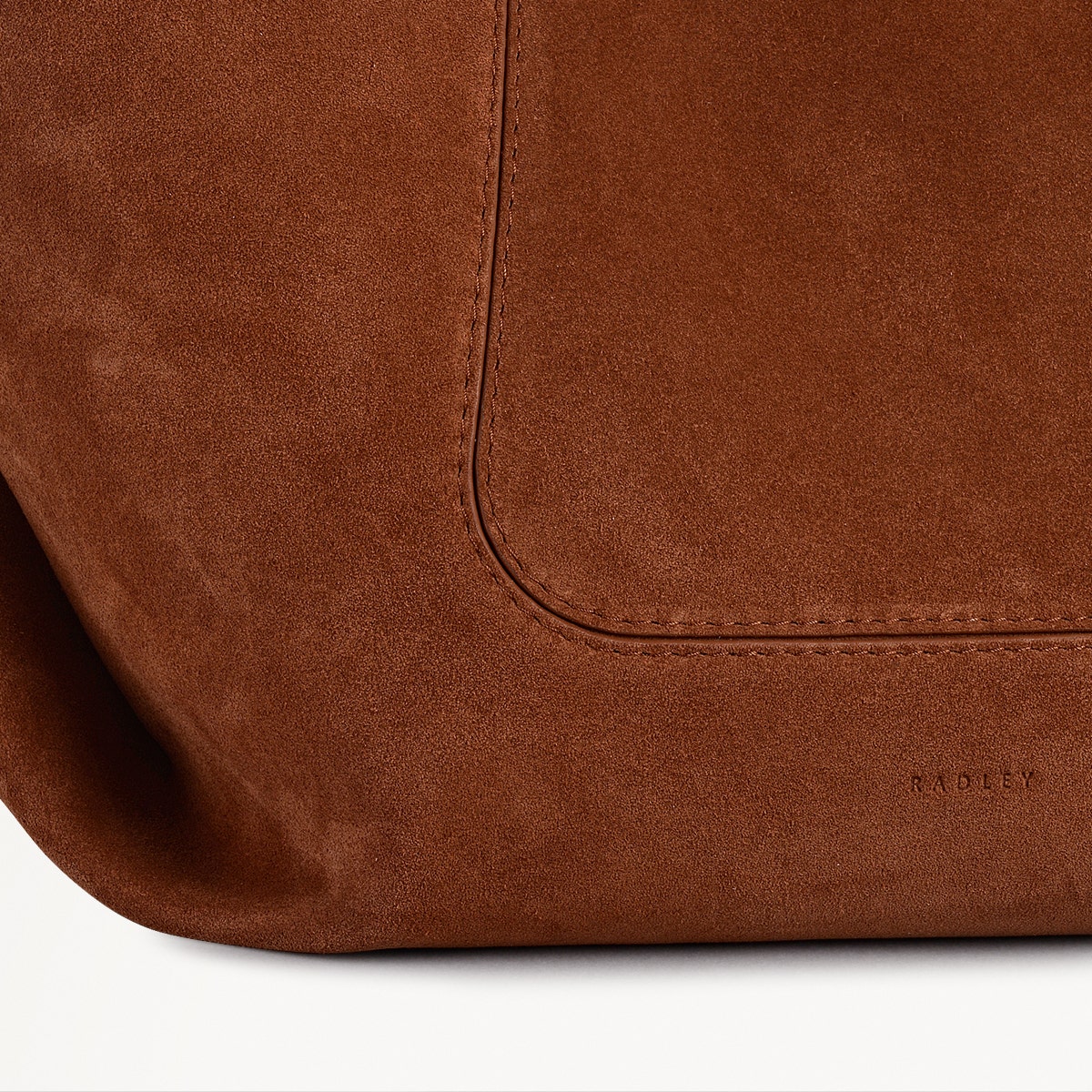 The Compton Suede Medium Ziptop Shoulder Bag in Russet - 112202