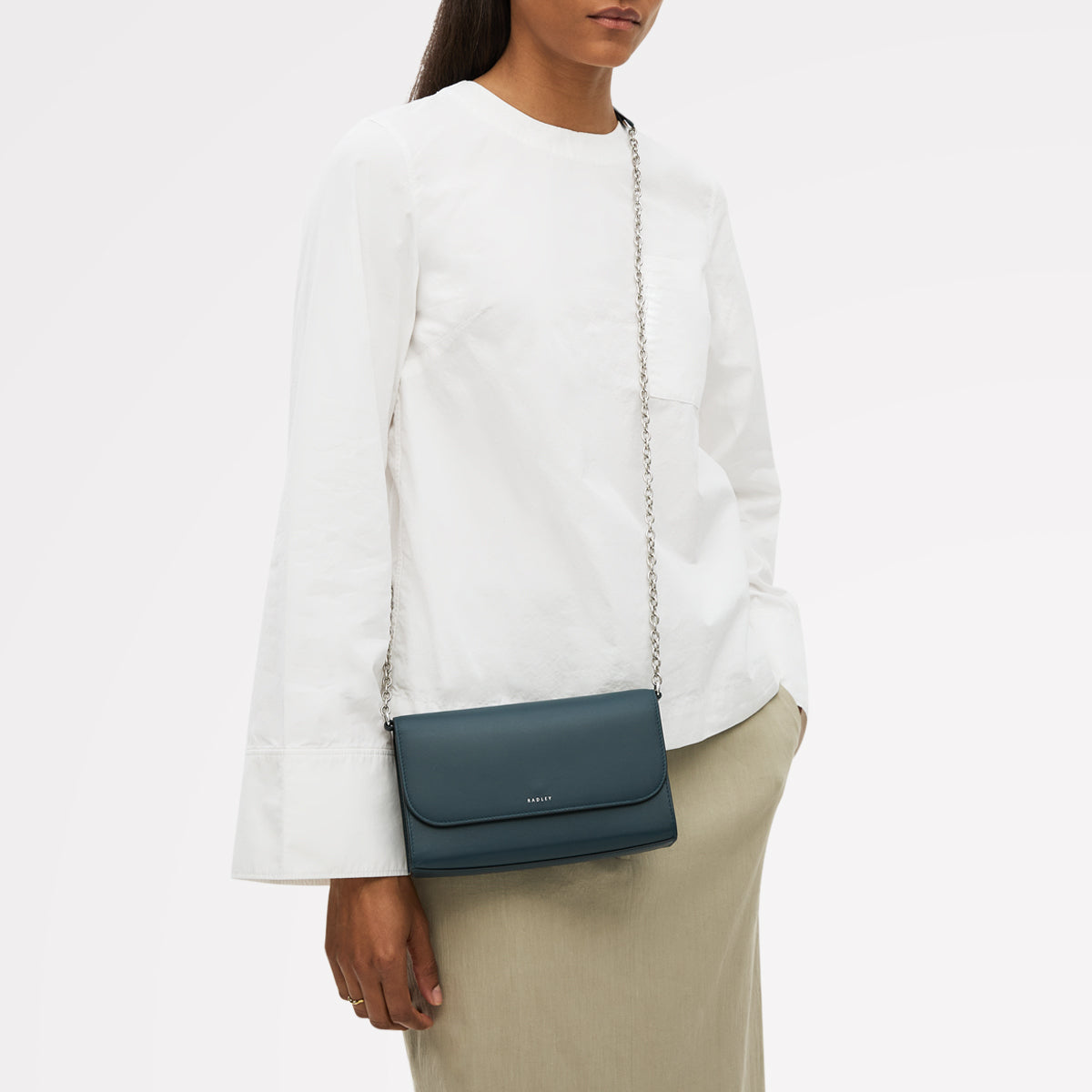 The Rathbone Leather Small Flapover Cross Body Bag in Teal - 112206