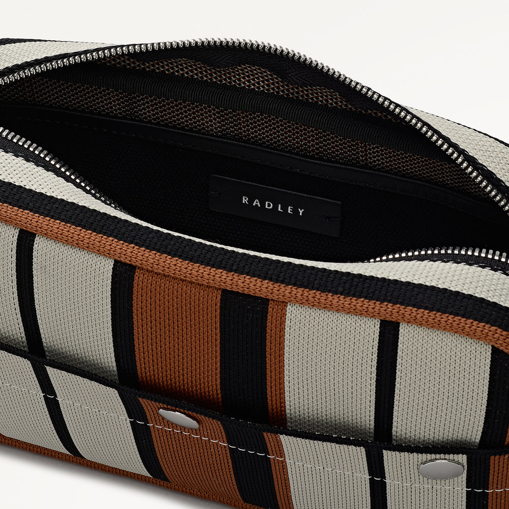 Hadleigh Place Stripe Small Ziptop Crossbody Bag in Snow - 112211