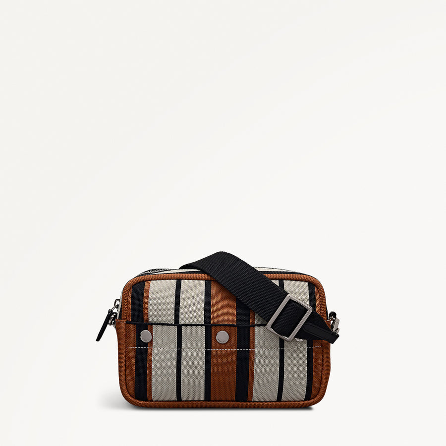 Hadleigh Place Stripe Small Ziptop Crossbody Bag in Snow - 112211