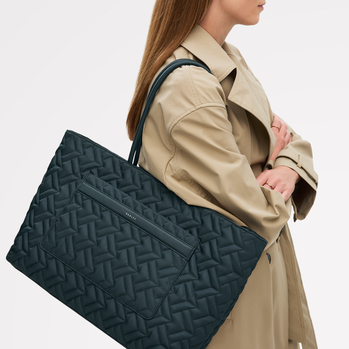 Holland Park Fabric Large Ziptop Tote Bag in Teal - 112215