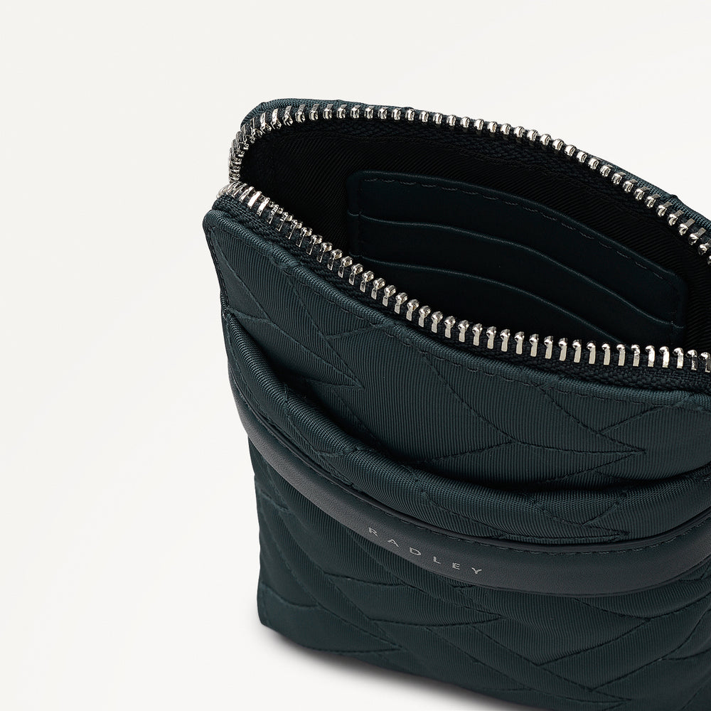 Holland Park Fabric Medium Zip Phone Cross Body Bag in Teal - 112217