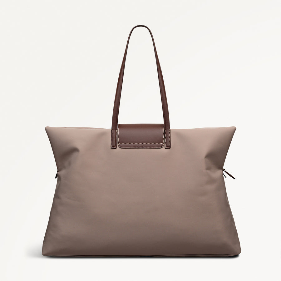 Pocket Essentials Fabric Large Ziptop Shoulder Bag in Porcini - 112219