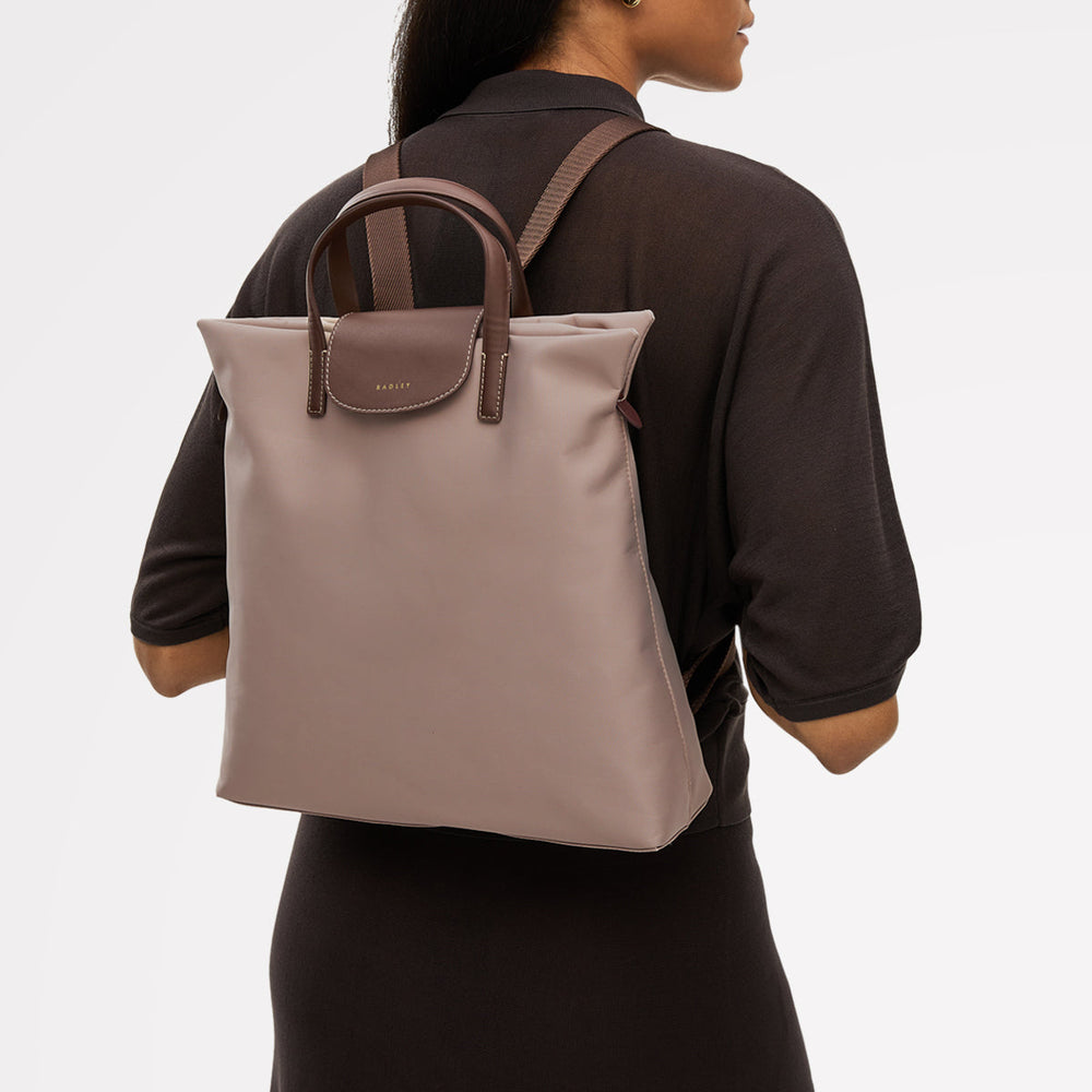 Pocket Essentials Fabric Medium Ziptop Backpack in Porcini - 112221