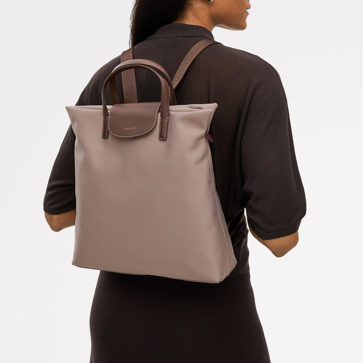 Pocket Essentials Fabric Medium Ziptop Backpack in Porcini - 112221