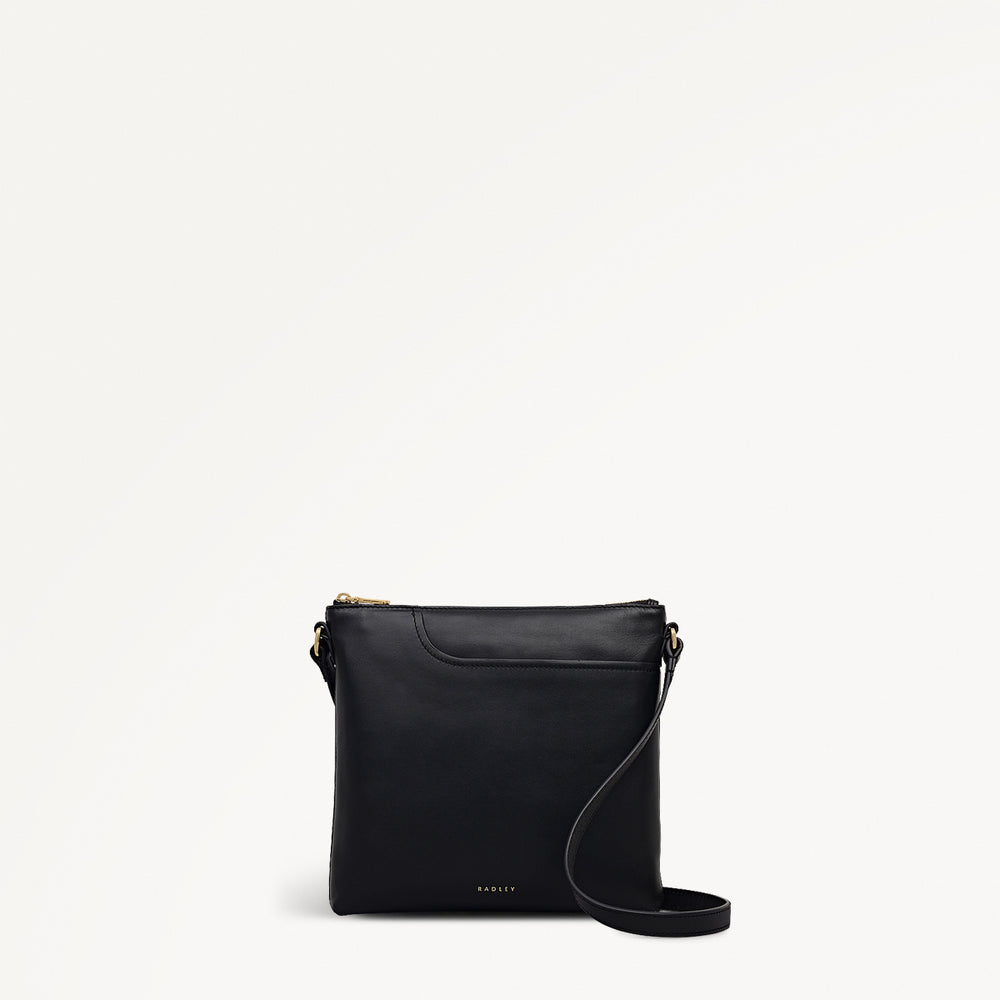 Pockets Small Ziptop North-South Cross Body Bag in Black - 112224