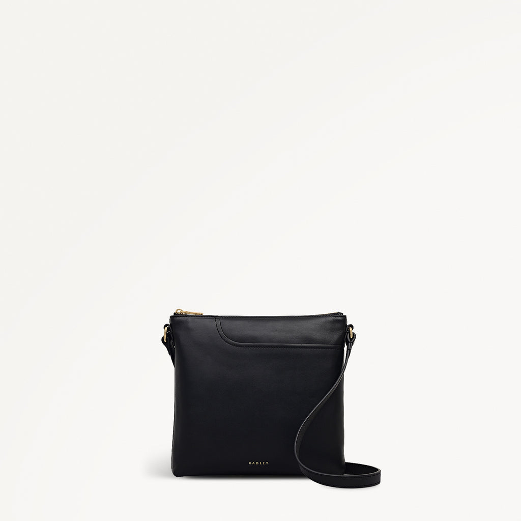 Pockets Small Ziptop North-South Cross Body Bag in Black - 112224