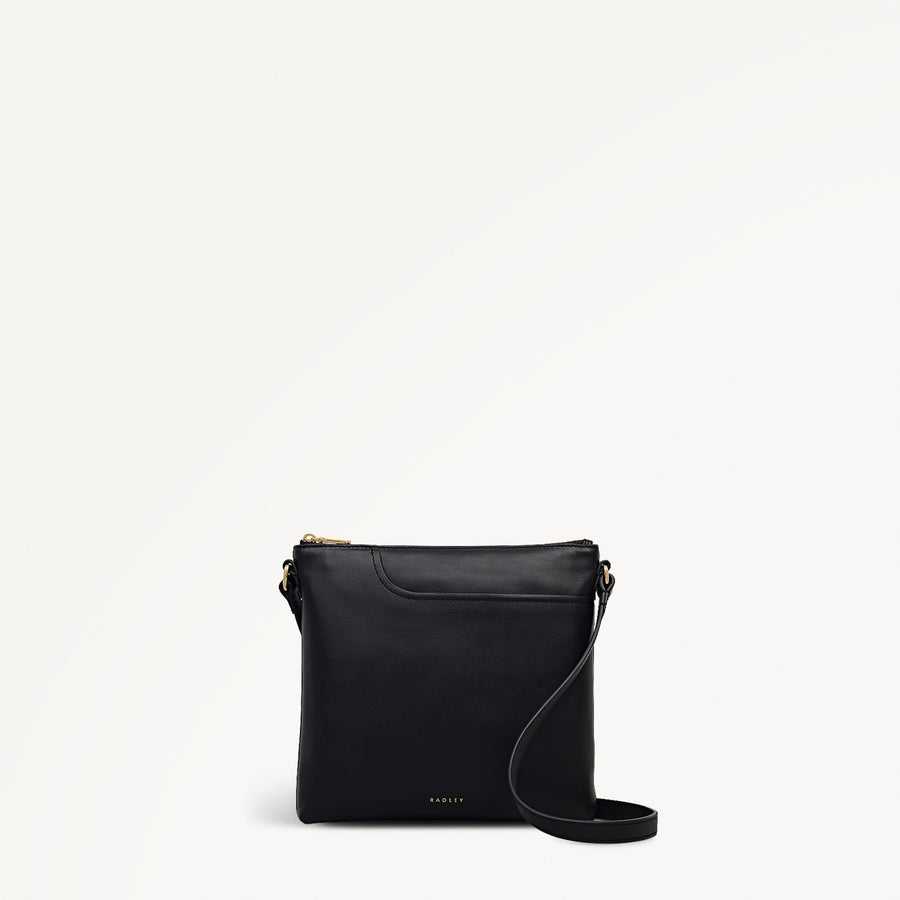 Pockets Small Ziptop North-South Cross Body Bag in Black - 112224