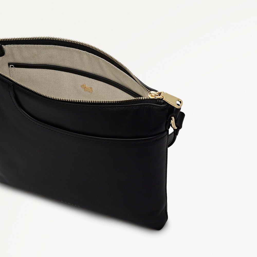 Pockets Small Ziptop North-South Cross Body Bag in Black - 112224