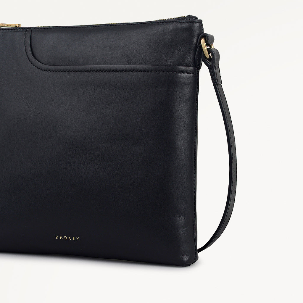 Pockets Small Ziptop North-South Cross Body Bag in Black - 112224