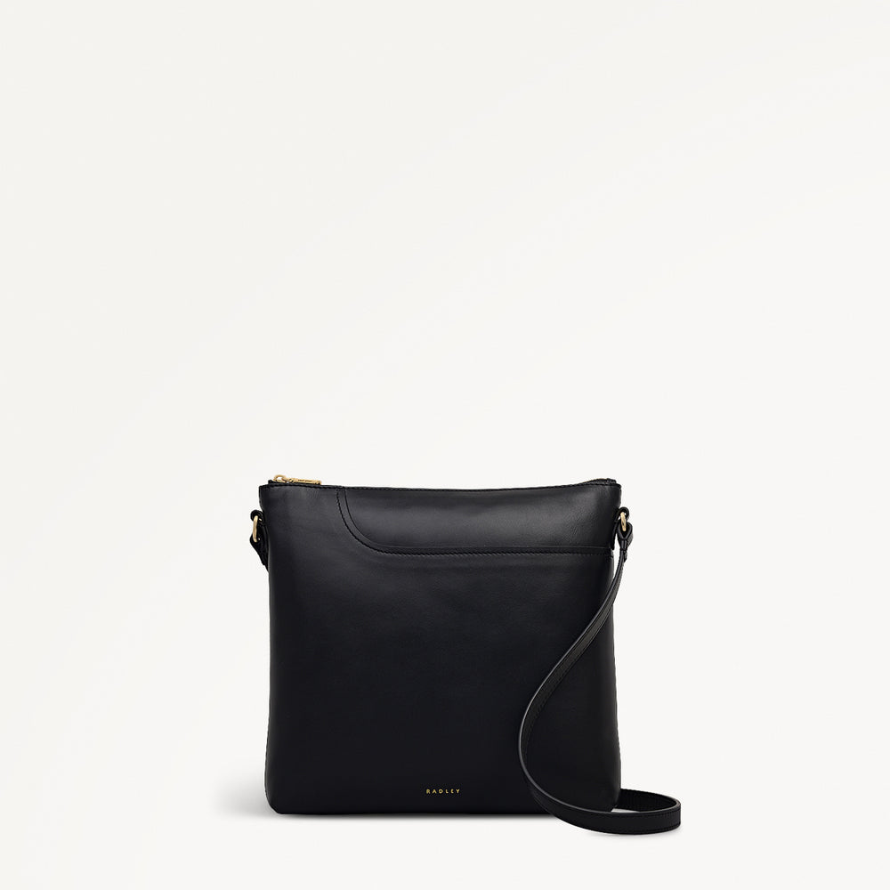 Pockets Large Ziptop North-South Cross Body Bag in Black - 112225