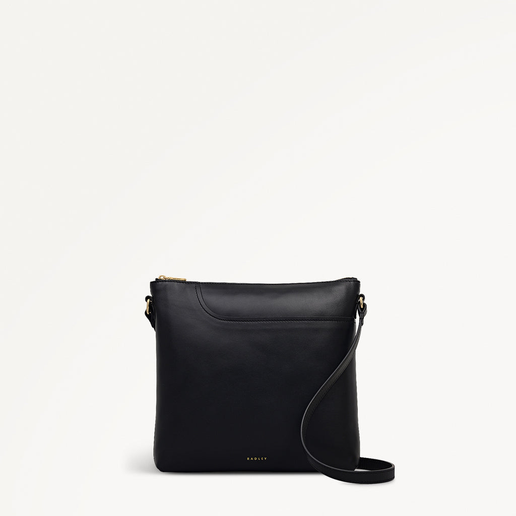 Pockets Large Ziptop North-South Cross Body Bag in Black - 112225