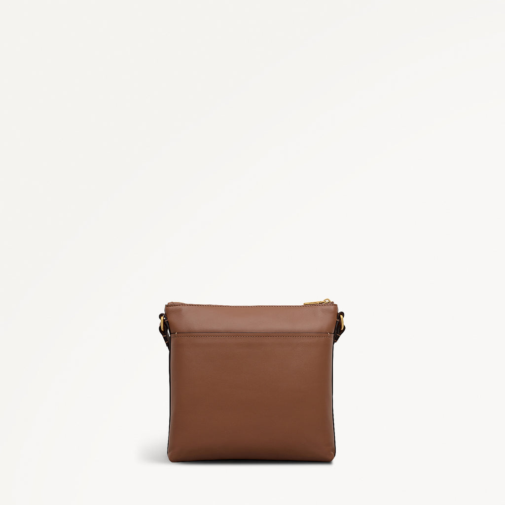 Pockets Small Ziptop Cross Body Bag in Saddle Brown - 112226