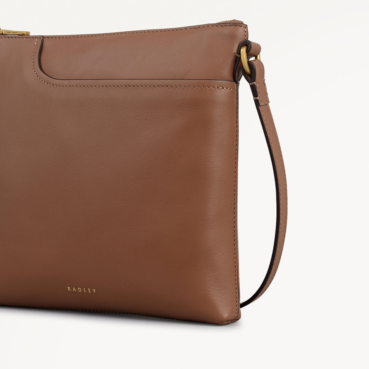 Pockets Small Ziptop Cross Body Bag in Saddle Brown - 112226