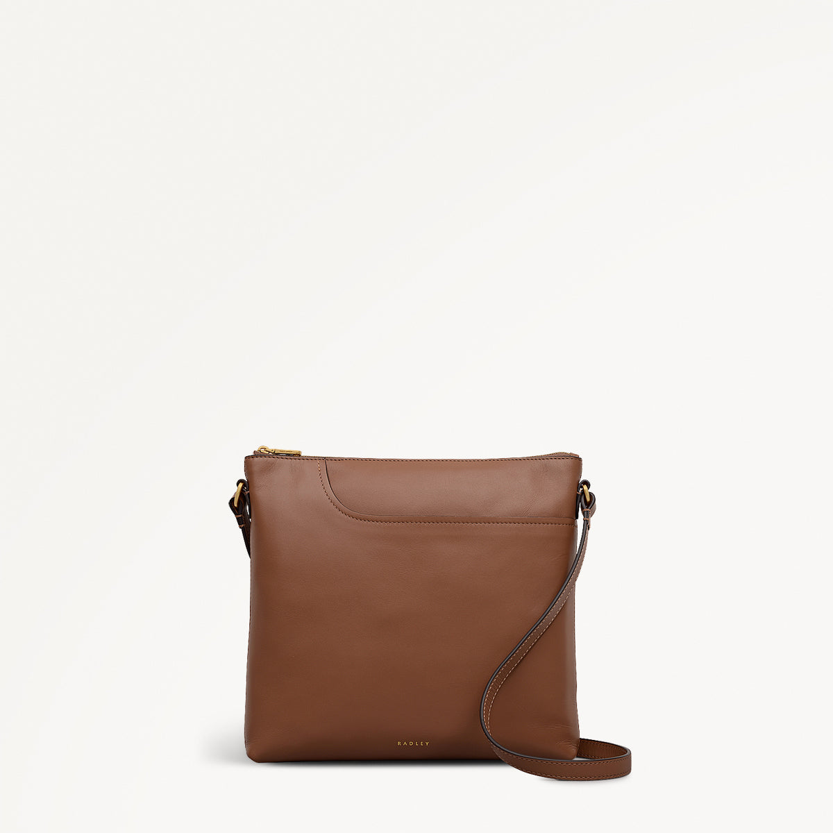 Pockets Large Ziptop Cross Body Bag in Saddle Brown - 112227