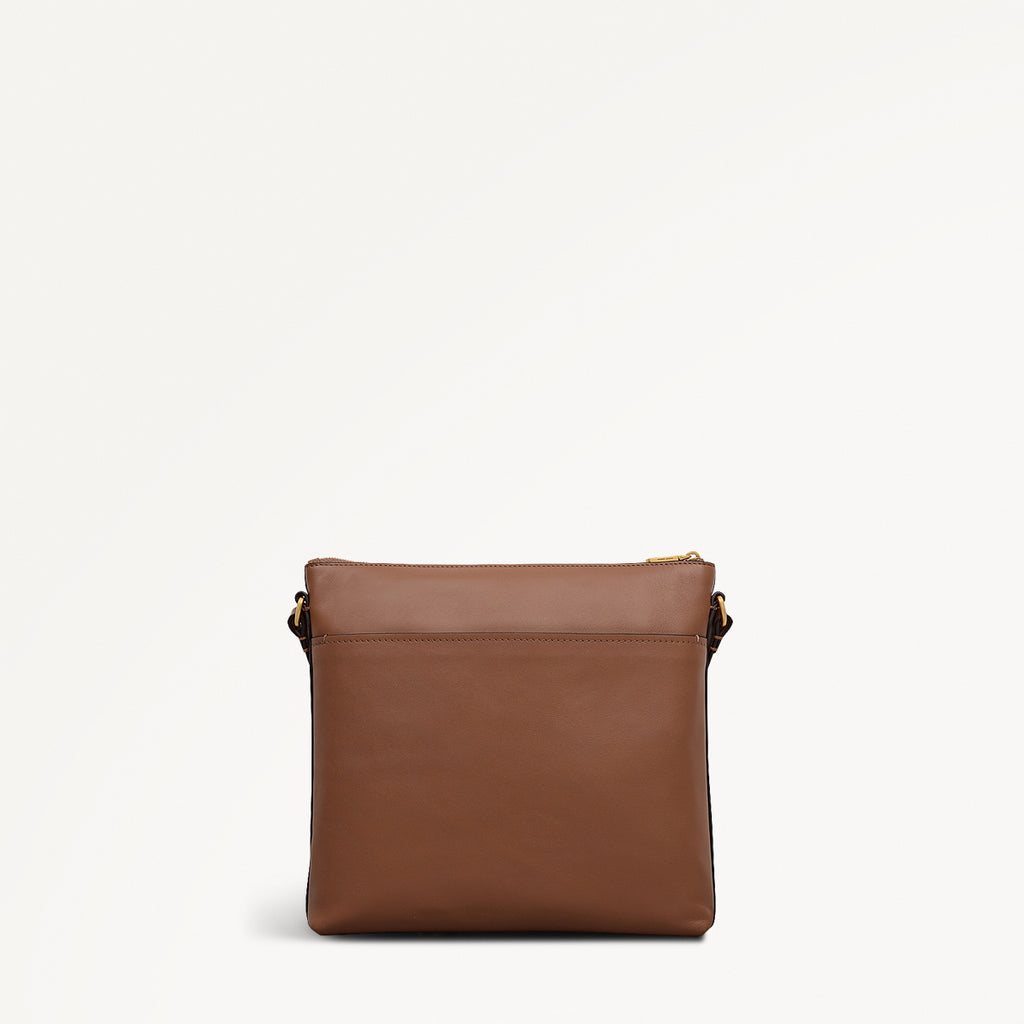 Pockets Large Ziptop Cross Body Bag in Saddle Brown - 112227