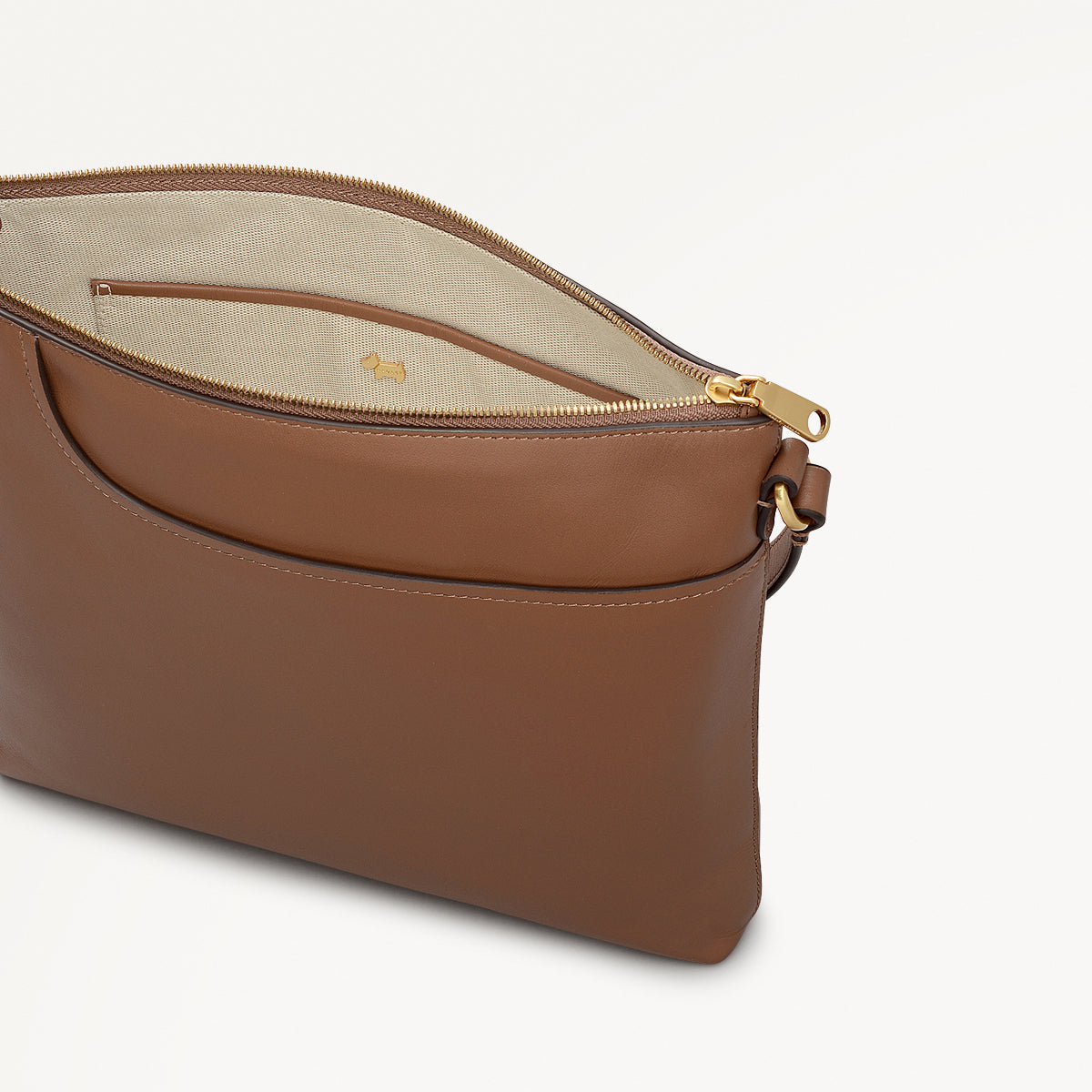 Pockets Large Ziptop Cross Body Bag in Saddle Brown - 112227