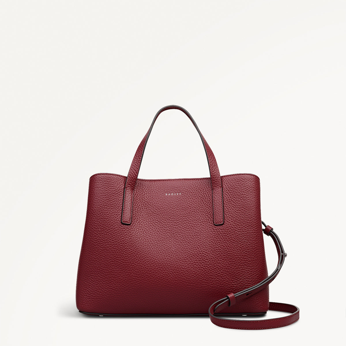 Dukes Place Leather Medium Ziptop Grab Bag in Carmine - 112235