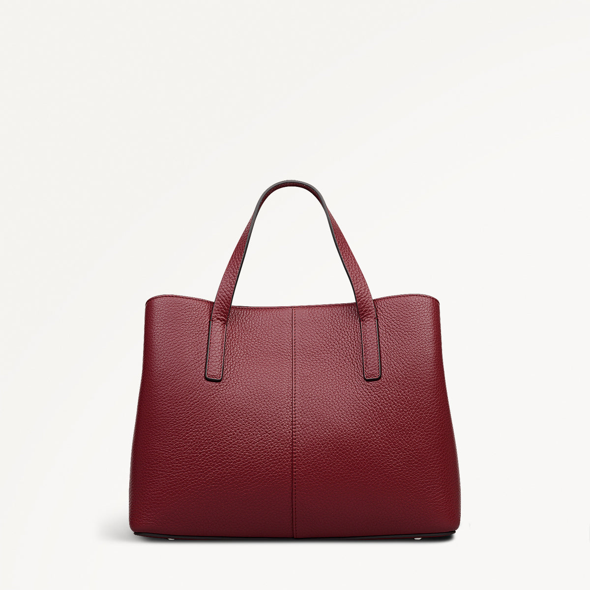 Dukes Place Leather Medium Ziptop Grab Bag in Carmine - 112235