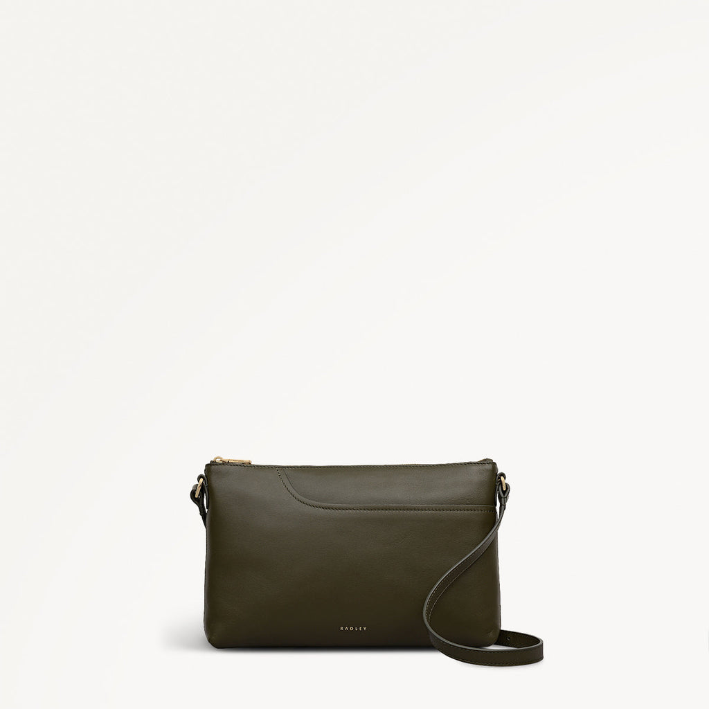 Pockets Leather Medium Ziptop Ew Cross Body Bag in Pine Needle - 112236
