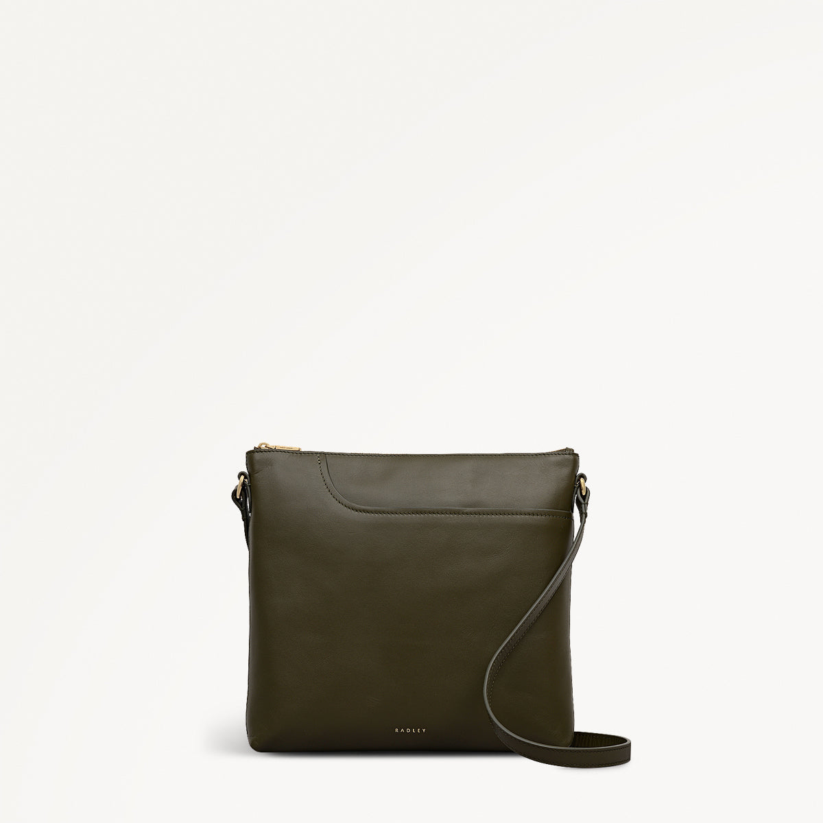 Pockets Leather Large Ziptop NS Cross Body Bag in Pine Needle - 112238