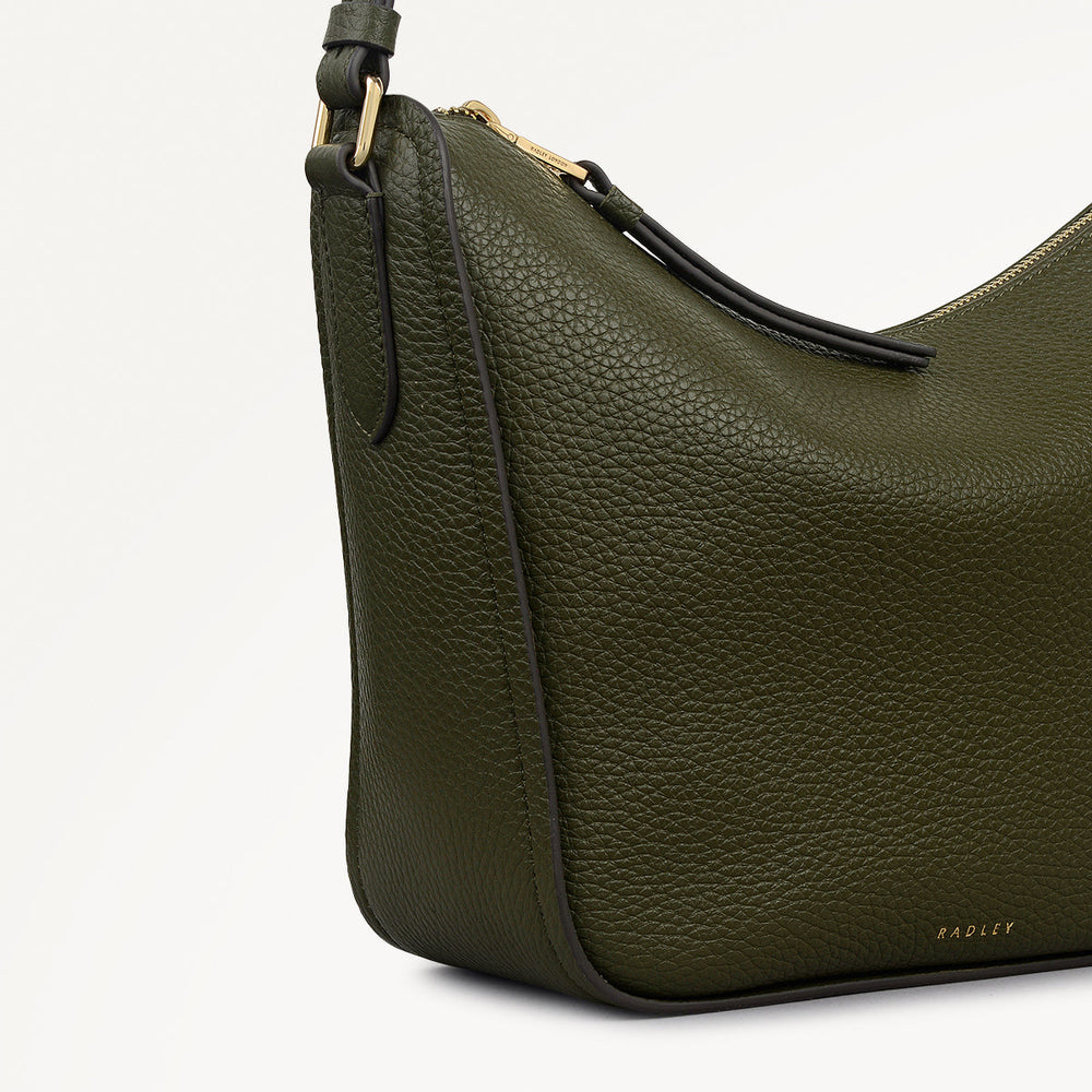 Oak Street Leather Medium Ziptop Cross Body Bag in Pine Needle - 112242