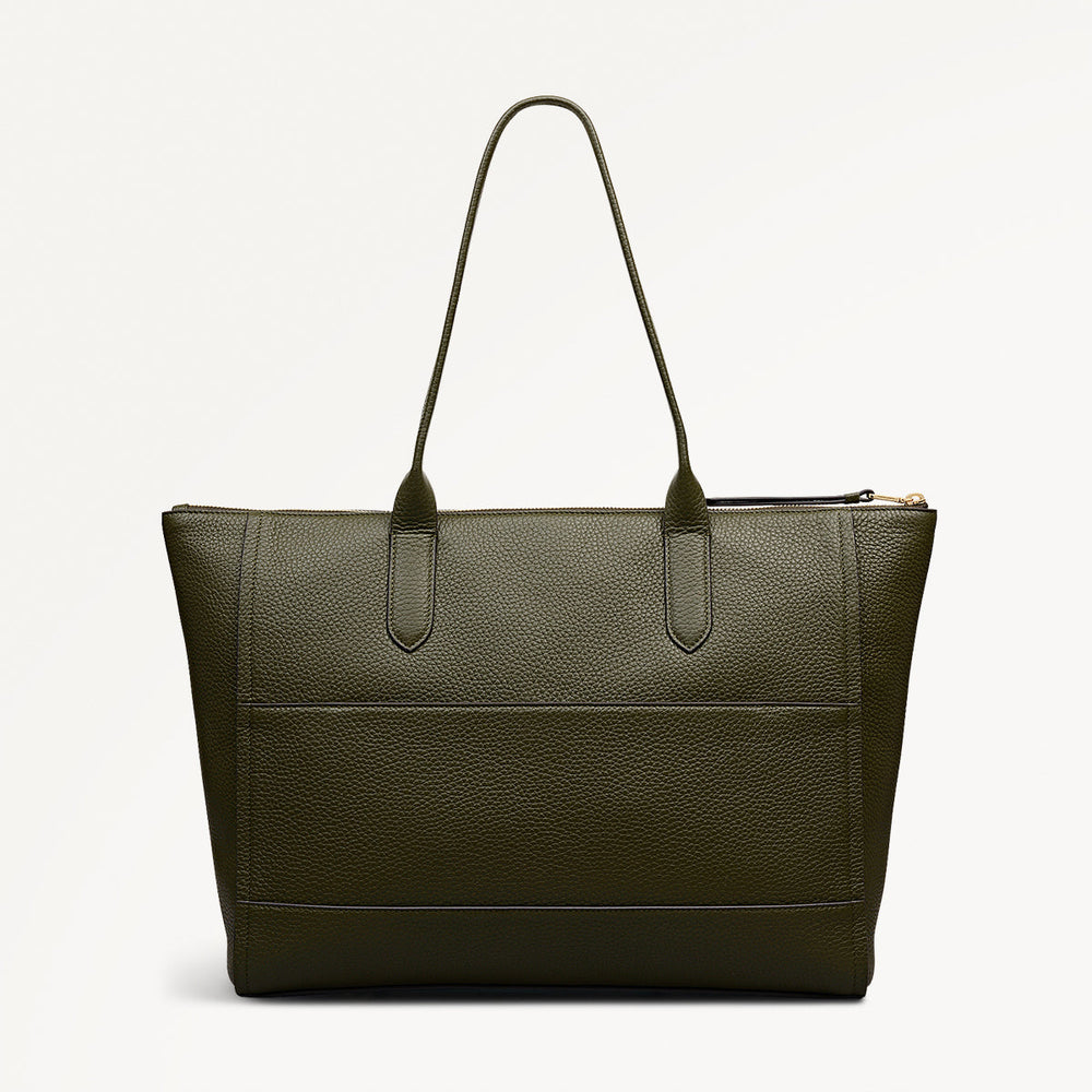 Oak Street Leather Medium Ziptop Tote Bag in Pine Needle - 112244